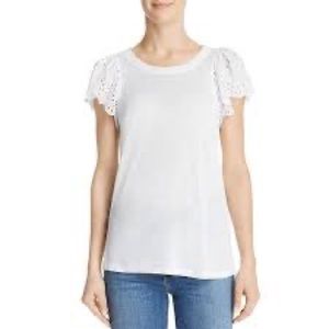 Rebecca Taylor Crew Neck Eyelet Sleeve Top Sz M - NWOT